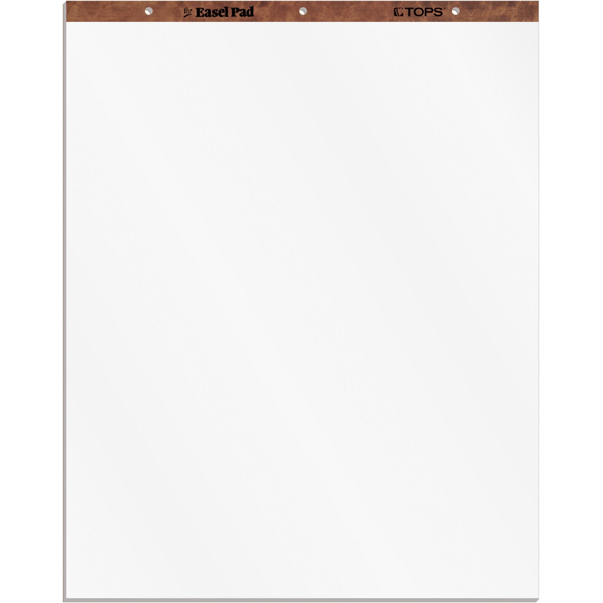 TOPS Plain Paper Easel Pads - 50 Sheets - Plain - 16 lb Basis Weight - 27" x 34" Sheet Size - White Paper - Perforated, Bond Paper, Leatherette Head Strip - 2 / Carton