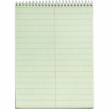 TOPS Green Tint Steno Books - 60 Sheets - Wire Bound - Ruled Margin - 6" x 9" Sheet Size - Green Paper - Hardboard Cover - WireLock - 12 / Pack