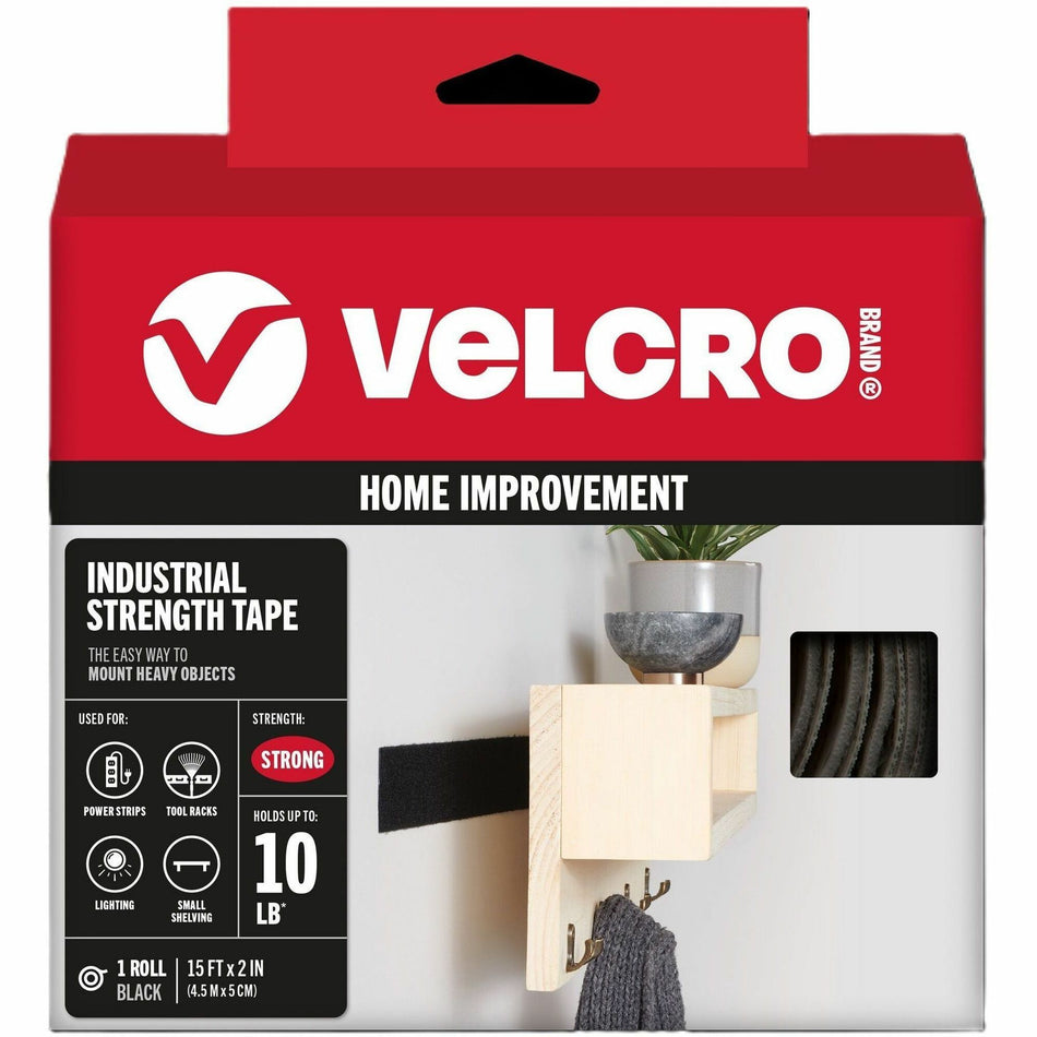VELCRO®  90197 Heavy Duty Industrial Strength - 15 ft Length x 2" Width - Black - Temperature Resistant, Water Proof - For Holding Roll - 1 Roll
