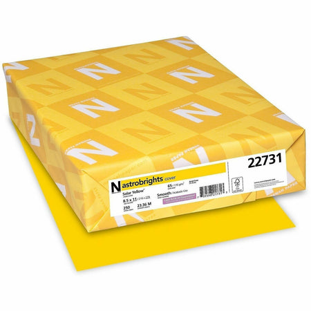 Astrobrights Colored Cardstock - Solar Yellow - Letter - 8 1/2" x 11" - 65 lb Basis Weight - Smooth - Acid-free, Lignin-free, Durable, Heavyweight - Solar Yellow - 250 / Pack