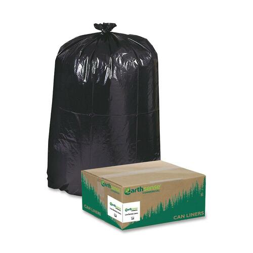 Earthsense Reclaim Heavy-Duty Recycled Can Liners - Extra Large Size - 60 gal Capacity - 58" Length x 38" Width x 1.25 mil (32 Micron) Thickness - Low Density - Black - Plastic - Recycled - 100 / Carton