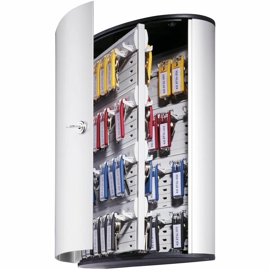 DURABLE 72-Key Brushed Aluminum Key Cabinet - Left