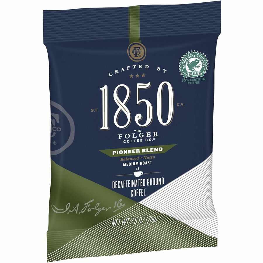 1850 Ground Pioneer Blend Decaf Coffee - Medium - 2.5 oz - Decaffeinated - 24 / Carton