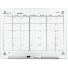 Quartet Infinity Glass Dry-Erase Calendar Board monthly 1-page white tempered glass 18’’x24’’ magnetic durable stain-