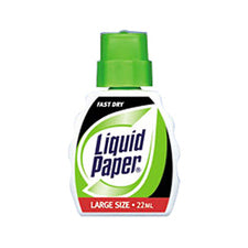 Liquid Paper Fast Dry Correction Fluid - Foam Wedge Applicator - 22 mL - White - 3 / Pack - Supplies