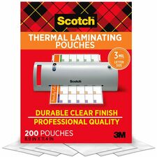 Scotch Thermal Laminating Pouches glossy and clear 9’’ x 11.5’’ 3 mil. Double-sided photo-safe ideal for documents
