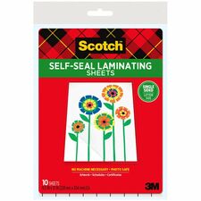 Scotch Self-Seal Laminating Pouches glossy and clear for letter-size documents (8.5’’ x 11’’). Photo-safe acid-free