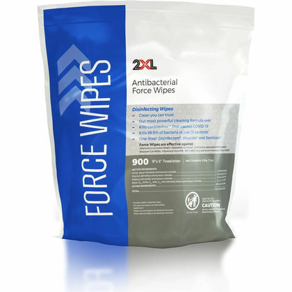 2XL Antibacterial Force Wipes Refill Pack - 900 - 6’’ x 8’’ - White - Cleaning