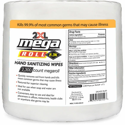 2XL Mega Roll Sanitizing Wipes: White 2300 Sheets - Skin Care Dispensers & Refills