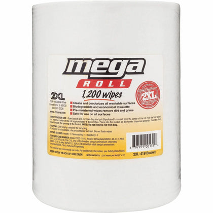 2XL Mega Roll Wipes Refill: White 8x8 - 1200 Rolls 1200/roll - Cleaning