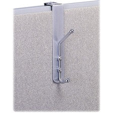 Safco Over-the-Panel Coat Hook - 2 Hooks - 8.5’’ Height x 1.5’’ Width - for Garment - Steel Aluminum - 1 Each - &