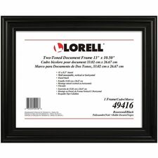 Lorell Two-toned Certificate Frame - 13’’ x 10.50’’ Size - Desktop Wall Mountable - Vertical Horizontal - Black - 1
