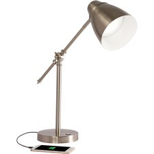 OttLite Desk Lamp - LED Bulb - Adjustable Brightness Touch Sensitive Control Panel USB Charging - Brushed Nickel