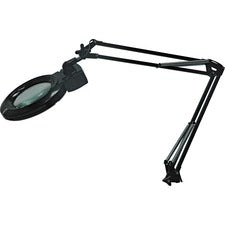 Lorell LED Magnifying Lamp - 35’’ Height x 3.5’’ Width - 9.40 W Bulb - Glass Metal - Black - Lamps & Lighting