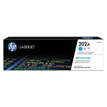 HP 202A (CF501A) Original Standard Yield Laser Toner Cartridge, 1300 Pages, 1 Each, Cyan