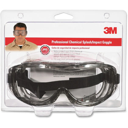 3M Chemical Splash/Impact Goggles: Clear Wraparound Lens Flame Resistant - Protection Against Particulate Airborne