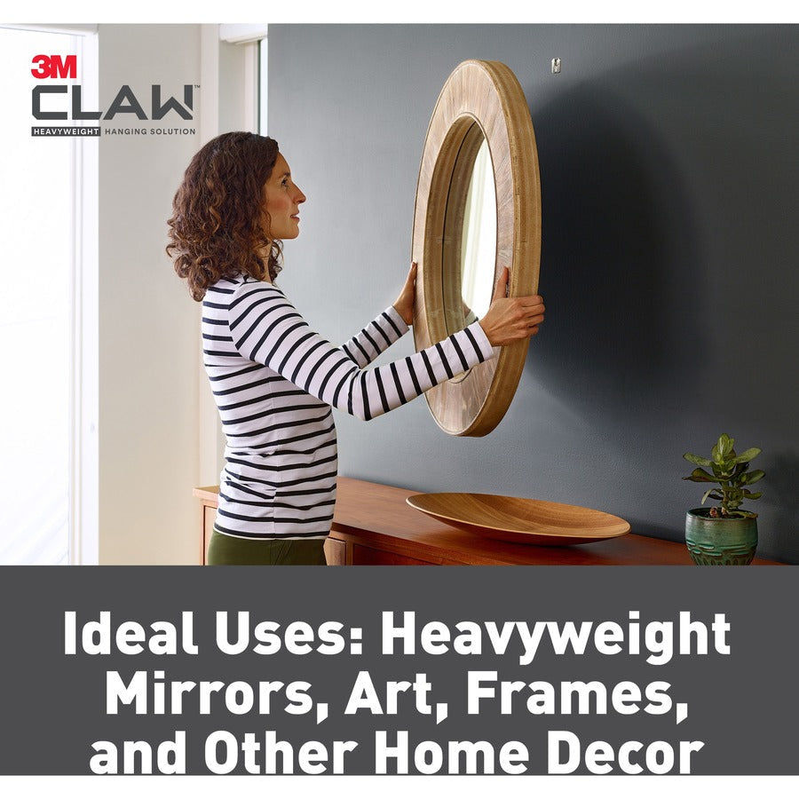 3M CLAW Drywall Picture Hanger - 15 lb (6.80 kg) Capacity - for Pictures Mirror Decoration Art Home - Gray - 5 / Pack