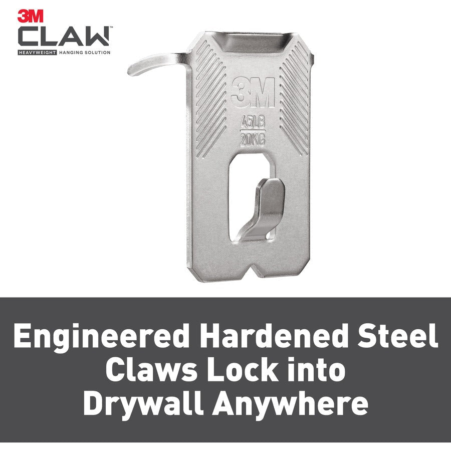 3M CLAW Drywall Picture Hanger - 15 lb (6.80 kg) Capacity - for Pictures Mirror Decoration Art Home - Gray - 5 / Pack