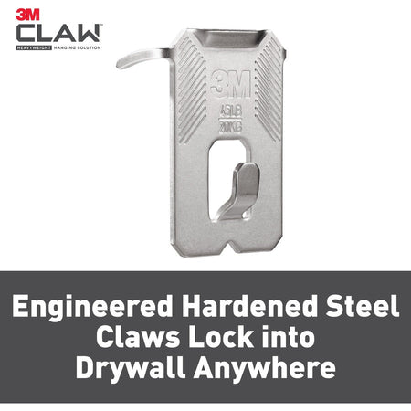 3M CLAW Drywall Picture Hanger - 15 lb (6.80 kg) Capacity - for Pictures Mirror Decoration Art Home - Gray - 5 / Pack