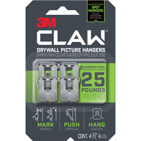 3M CLAW Drywall Picture Hanger - 25 lb (11.34 kg) Capacity - for Pictures Project Mirror Frame Art Home Decoration