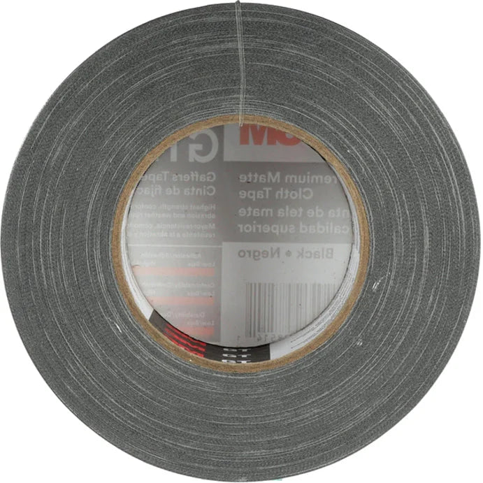 3M Gaffers Cloth Tape: 54.60 yd Length x 1.90’’ Width - Black Vinyl Tape - General Purpose/Office