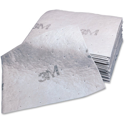 3M Maintenance Sorbent Pads: 15.5’’ x 20.5’’ - 100/Carton - Scrim - White - Sponges Cleaning Pads & Wipers