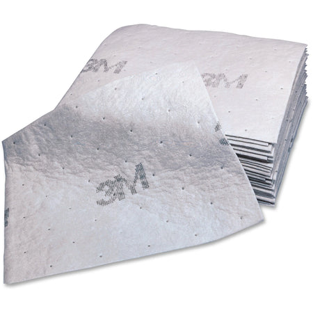 3M Maintenance Sorbent Pads: 15.5’’ x 20.5’’ - 100/Carton - Scrim - White - Sponges Cleaning Pads & Wipers