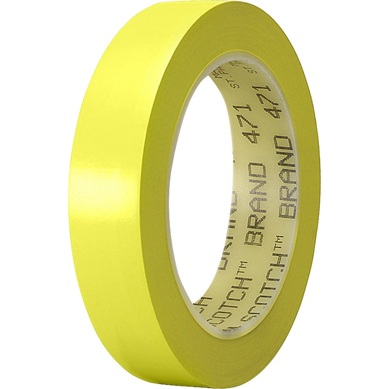 3M Marking Tape - 36 yd Length x 1’’ Width - 3’’ Core - Yellow - Vinyl - Solvent Resistant - General Purpose/Office