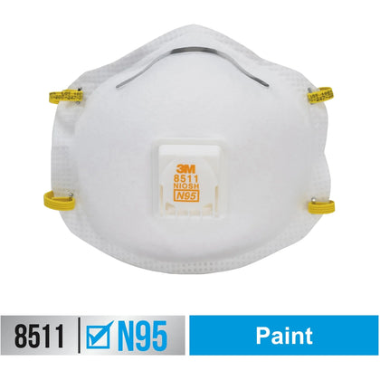 3M N95 Particulate Respirator - White - Exhalation Valve - 10/Box - Masks
