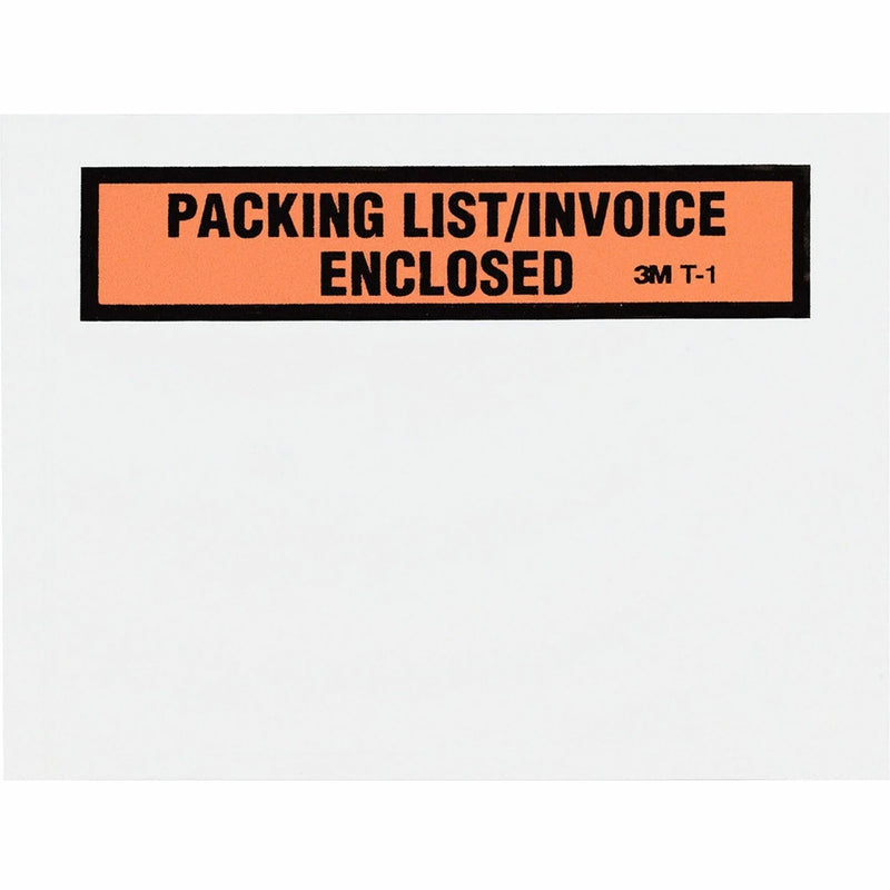 3M Packing List Envelopes: Self-sealing Clear Polyethylene - 1000/Box - Slip Forms/Envelopes