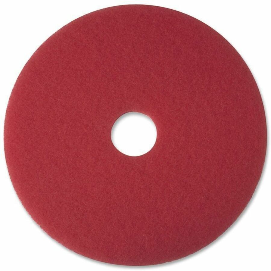 3M Red Buffer Pads - 20’’ Diameter - Polyester Fiber - 5 / Carton - Floor Machines & Accessories