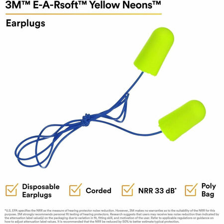 3M soft Yellow Neons Corded Earplugs - Alternate-Image1