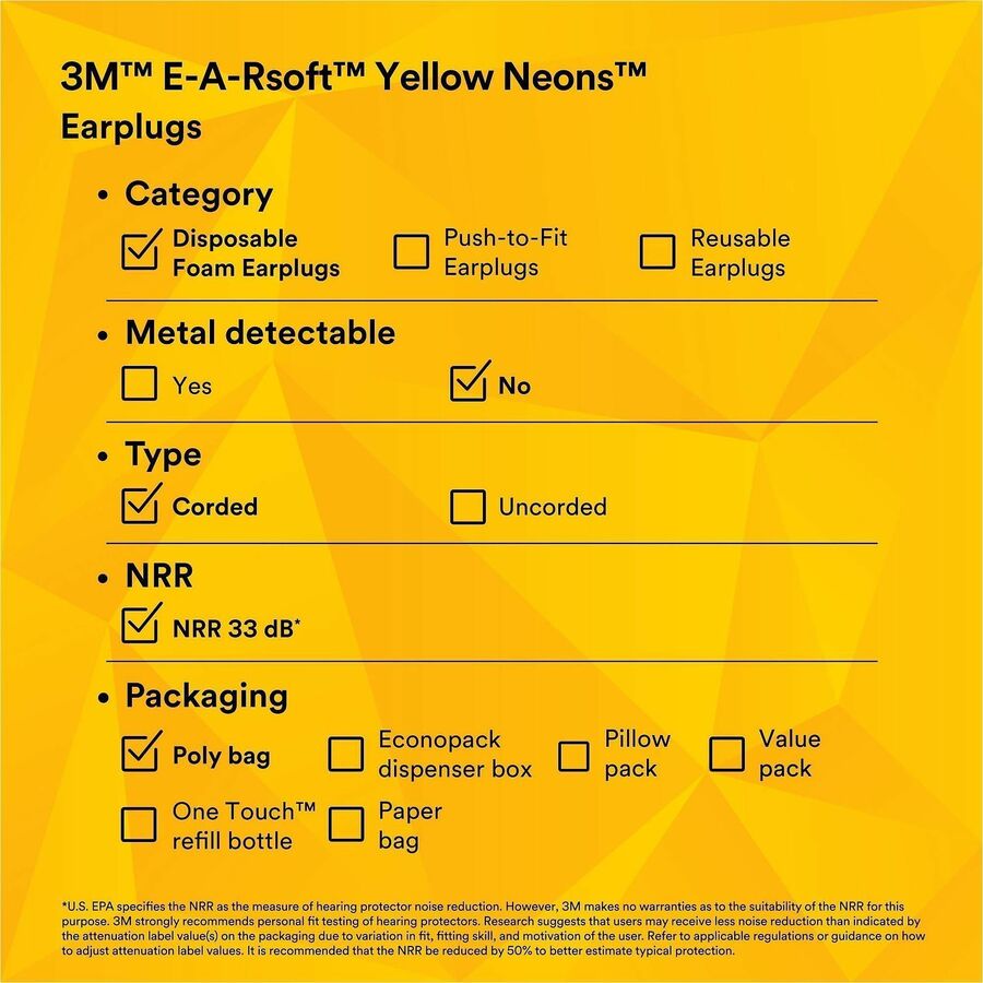 3M soft Yellow Neons Corded Earplugs - Alternate-Image8