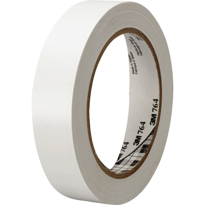 3M Vinyl Tape 764: 36yd x 1’’ 5mil - White Rubber - PVC Backing - Packing & Dispensers