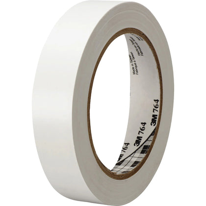 3M Vinyl Tape 764: 36yd x 1’’ 5mil - White Rubber - PVC Backing - Packing & Dispensers