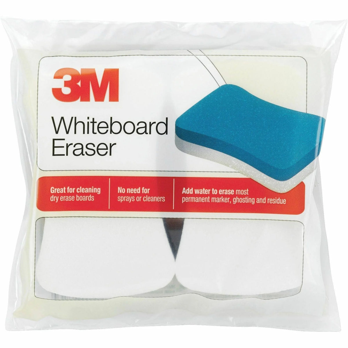 3M Whiteboard Erasers: White & Blue - 5x3’’ - 2-Pack - Board Easel Accessories