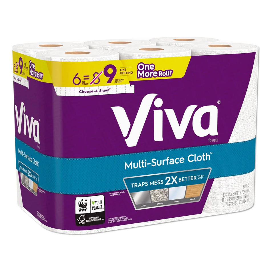 Viva Choose-A-Sheet Paper Towels - 1 Ply - 83 Sheets/Roll - Signature soft, smooth texture - White - Paper - 6 / Each