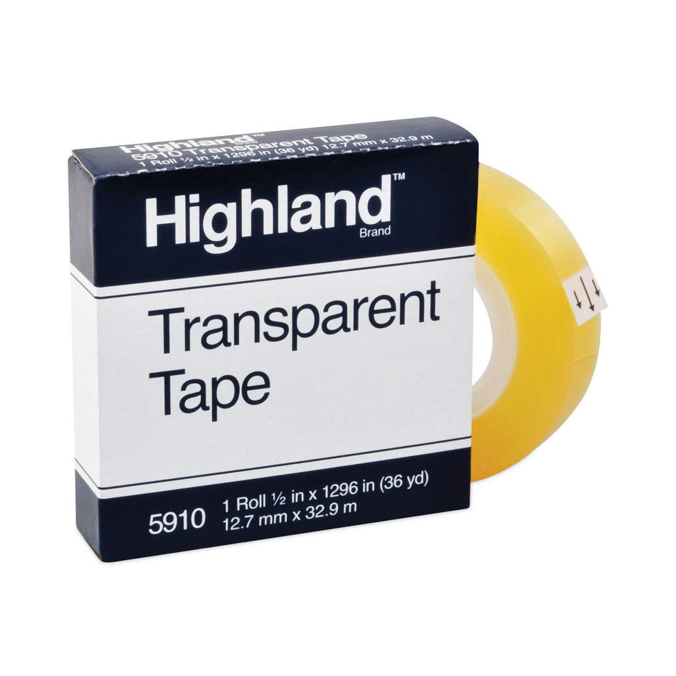 Highland Transparent Light-duty Tape - 36 yd Length x 0.50" Width - Clear - 1 Roll