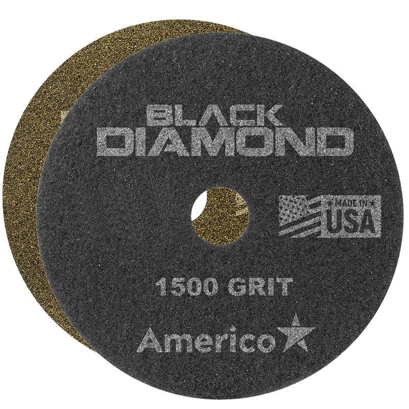 AMERICO Black DIAMOND Yellow Initial Polishing Pads: 17 in, Synthetic Fiber, 3000 RPM Max Speed, 2 PK