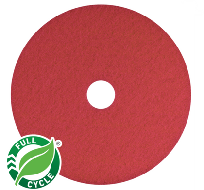 AMERICO Red Buffing Pads: 20 in, Synthetic Fiber, 800 RPM, 5 PK