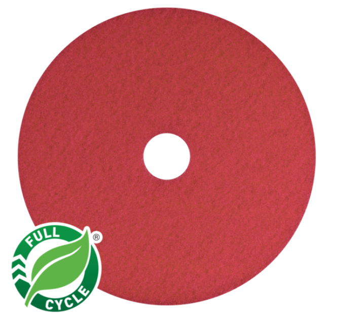 AMERICO Red Buffing Pads: 20 in, Synthetic Fiber, 800 RPM, 5 PK