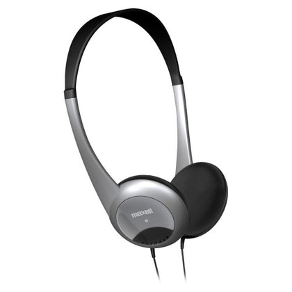 Maxell Lightweight Stereo Headphones: Wired Binaural Over-the-head - Silver Black - Headphones
