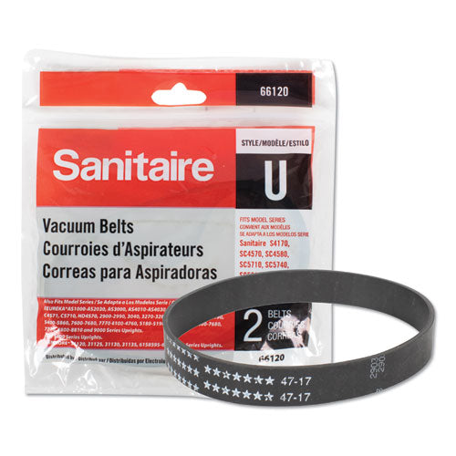 Replacement Belt for Upright Vacuum Cleaner, Flat U-Style, pack of 2