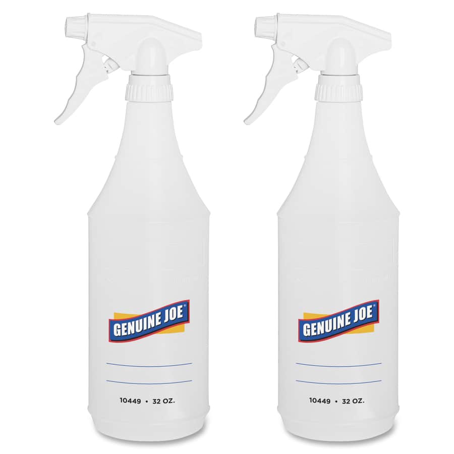 Genuine Joe 32 oz Trigger Spray Bottle - Suitable For Cleaning - Adjustable, Flexible, Graduated - Clear - 2/Pack - 24 / Carton