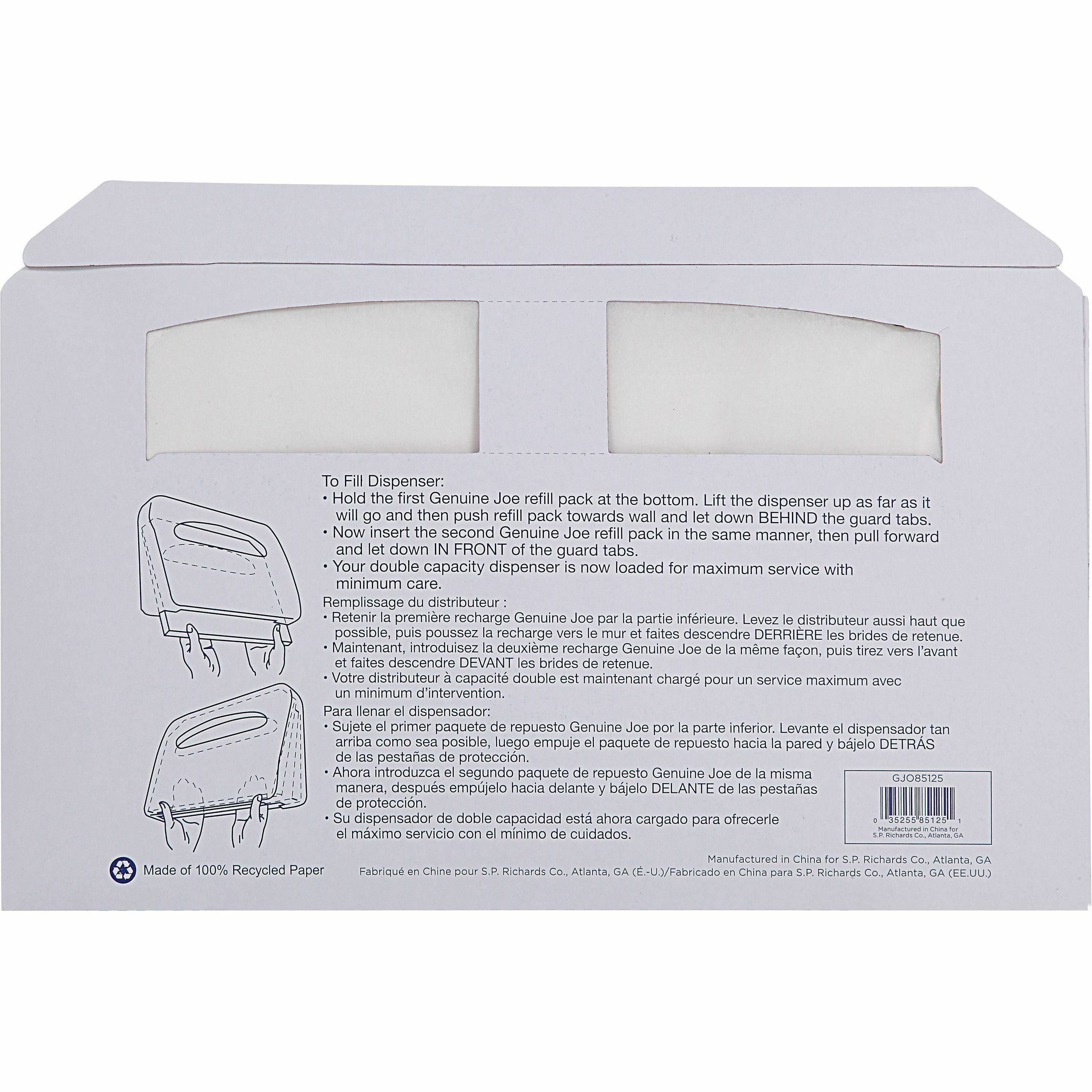 Genuine Joe Toilet Seat Covers - Half-fold - For Public Toilet - White - 250/Pack - 20 / Carton