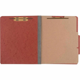 ACCO Earth Red Pressboard Classification Folders - 3’’ Capacity - 8 1/2’’ x 11’’ - 6 Fasteners - 2 Dividers - 10/Box