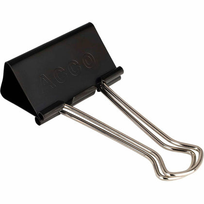 ACCO Large Foldback Binder Clips: 2’’ Width 1.06’’ Capacity - Black Plastic Clips - Bulldog