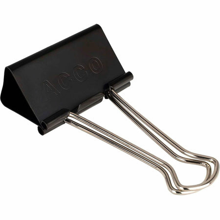 ACCO Large Foldback Binder Clips: 2’’ Width 1.06’’ Capacity - Black Plastic Clips - Bulldog