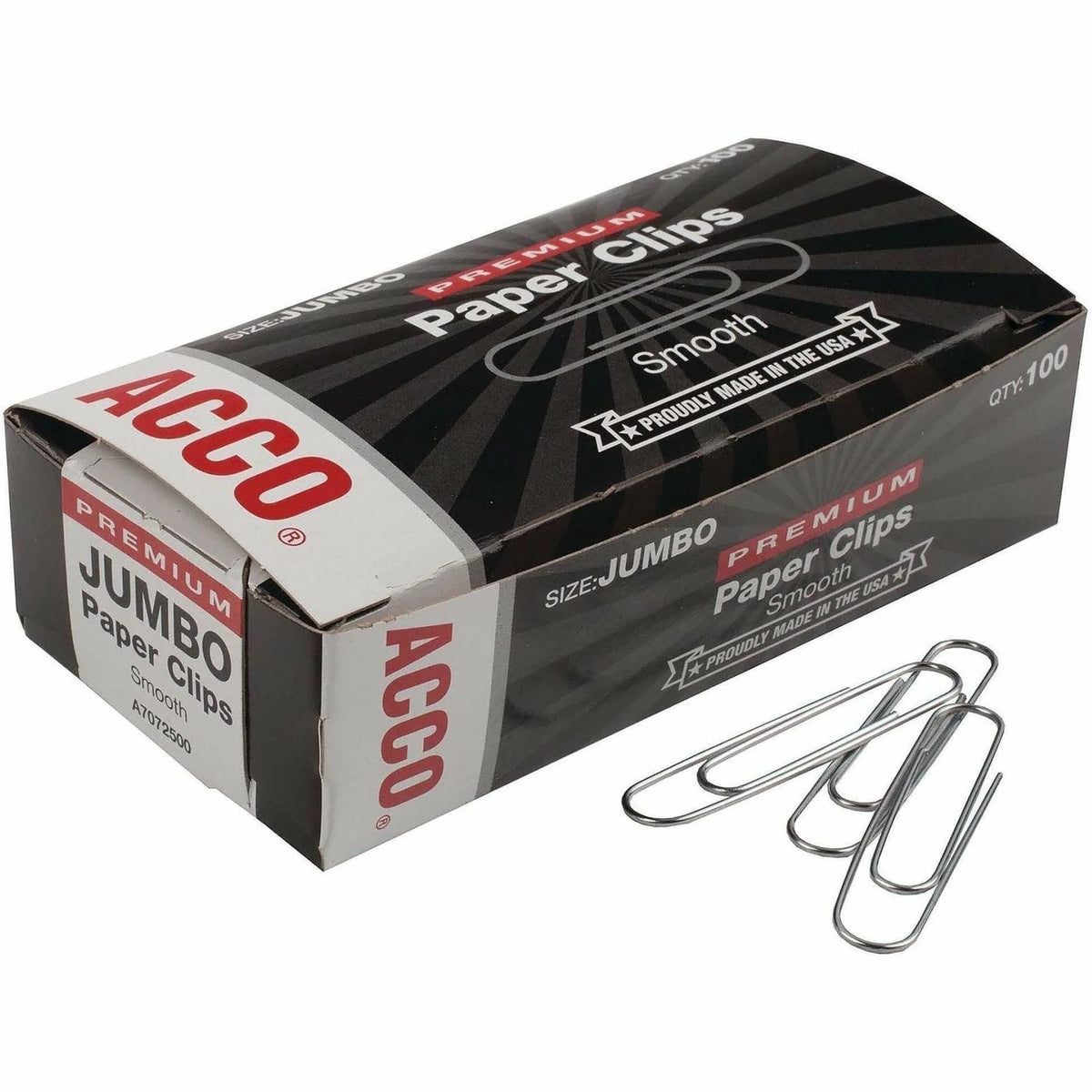 ACCO Premium Jumbo Paper Clips: 2.3’’ Width 20 Sheet Capacity - Clips