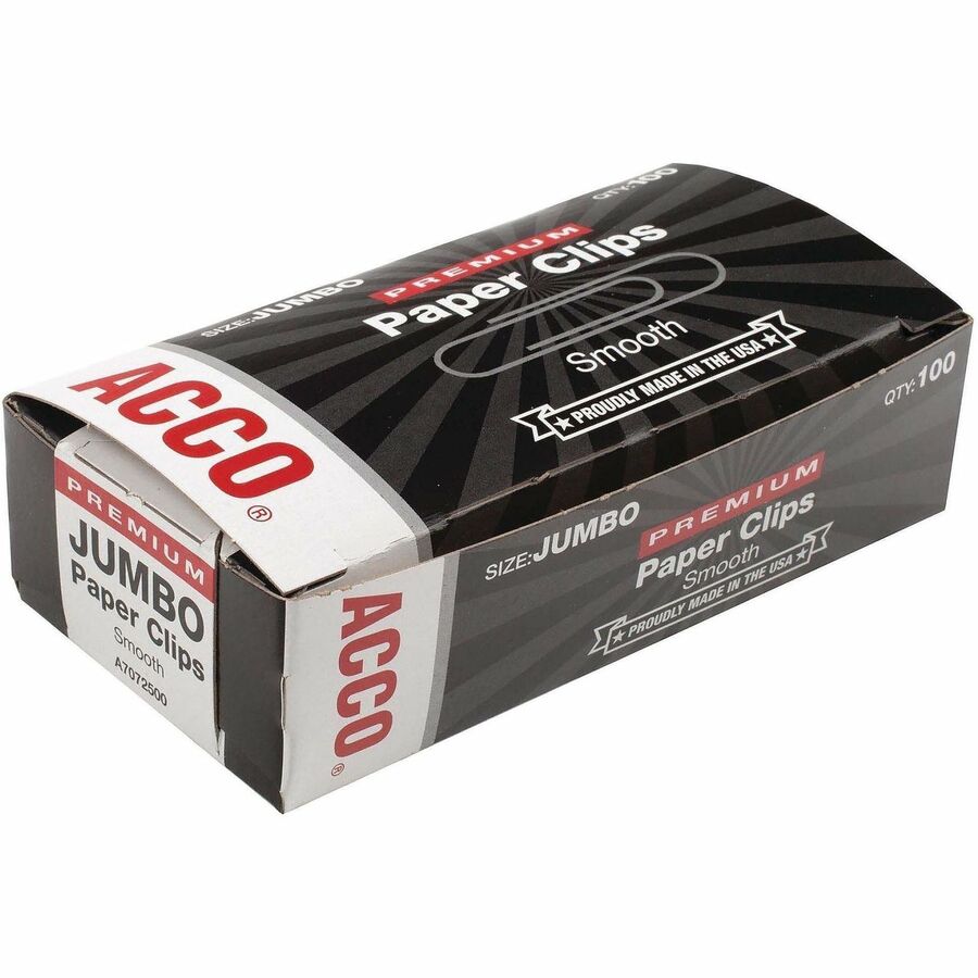 ACCO Premium Jumbo Smooth Paper Clips - Right